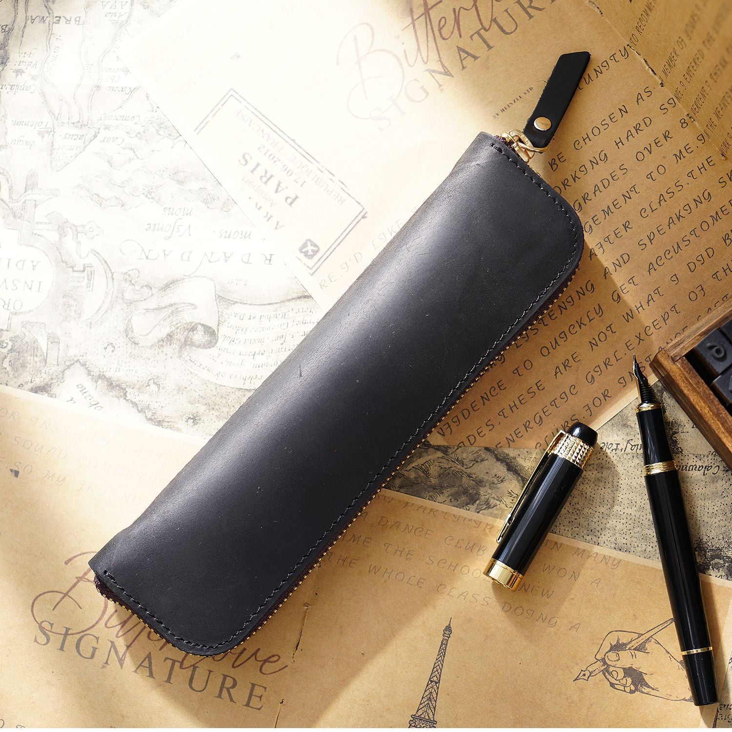 Wholesale Leather Zipper Zipper Mini Small Portable Simple Pen Bag